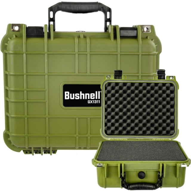 Bushnell Compact 13.37in Waterproof Gear Hard Case w/Foam, Green, BN00001-GRN by USA Bushnell Hard Gun Cases