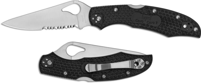 Byrd by Spyderco Harrier 2 Folding Knife 3.36 in Combination Blade Black FRN Handle