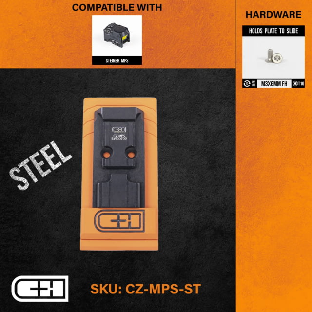 C&H Precision Weapons Optics Adapter Plate Cz P-10 V4 Mil/leo Steel Steiner MPS - C&H Precision Weapons