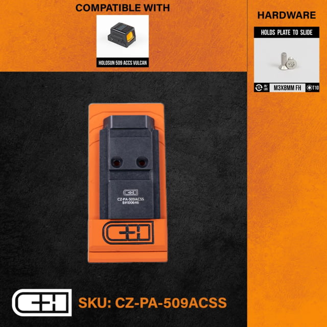 C&H Precision Weapons Optics Adapter Plate Cz P-10 V4 Mil/leo Aluminum Holosun 509 ACSS - C&H Precision Weapons