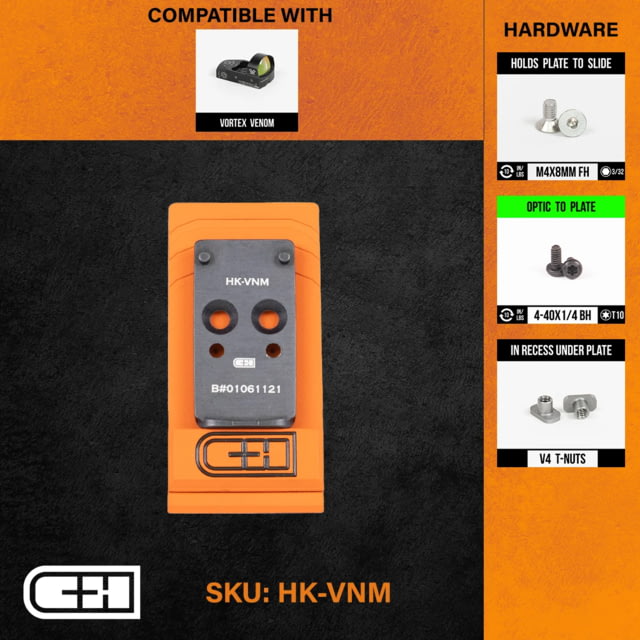 C&H Precision Weapons Optics Adapter Plate Hk 2020 Vp9 V4 Mil/leo Vortex Venom - C&H Precision Weapons