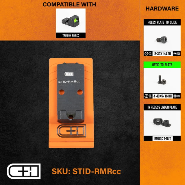 C&H Precision Weapons Optics Adapter Plate Staccato Duo Low Witness Steel Trijicon RMRcc - C&H Precision Weapons