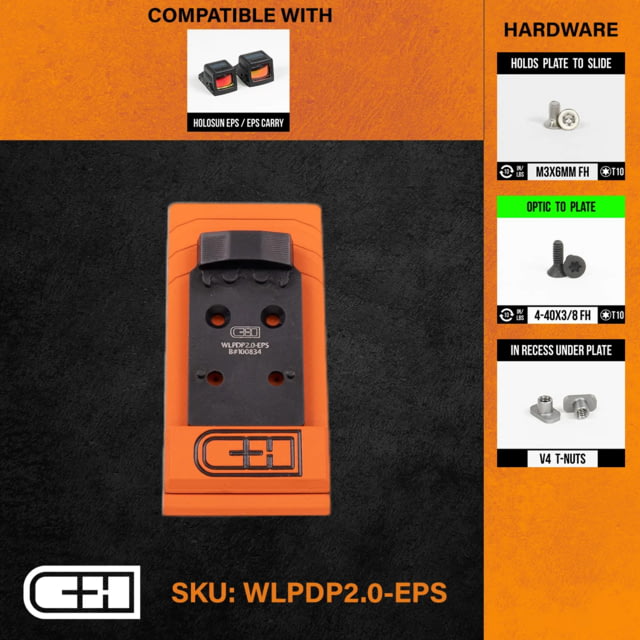 C&H Precision Weapons Optics Adapter Plate - Walther Defense Pdp 2.0 Black - C&H Precision Weapons