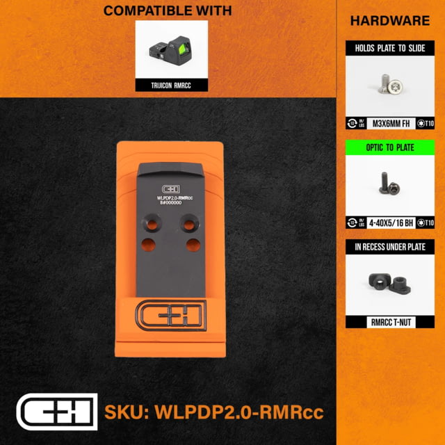 C&H Precision Weapons Optics Adapter Plate Walther Defense Pdp 2.0 Trijicon RMRcc - C&H Precision Weapons