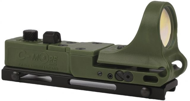 C-MORE Railway Red Dot Sight w/Click Switch Olive Drab Green 2 MOA - C-More