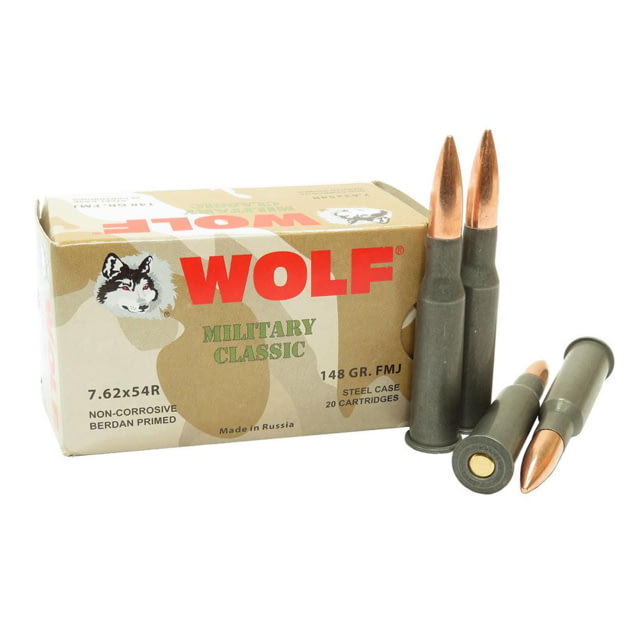 Wolf Ammo Wolf Military Classic Rifle Ammo  148gr FMJ 2740 fps 20/ct 9A680D77 DZ