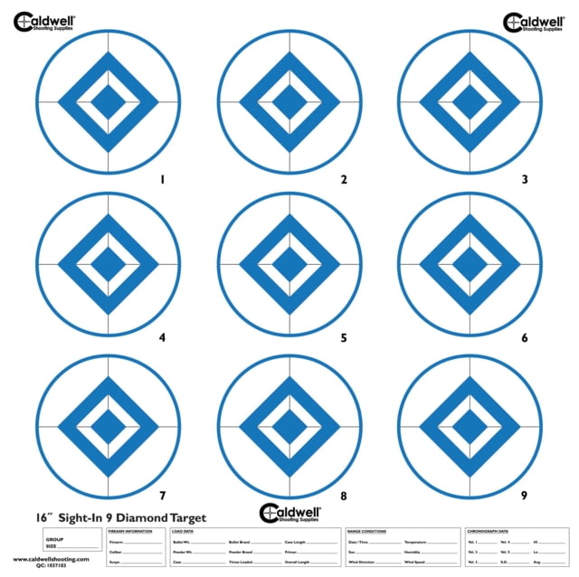 Caldwell Paper Target, 16in, 9-Diamond Blue, 10 Pack, 1175519 by USA Caldwell Shooting Paper Targets