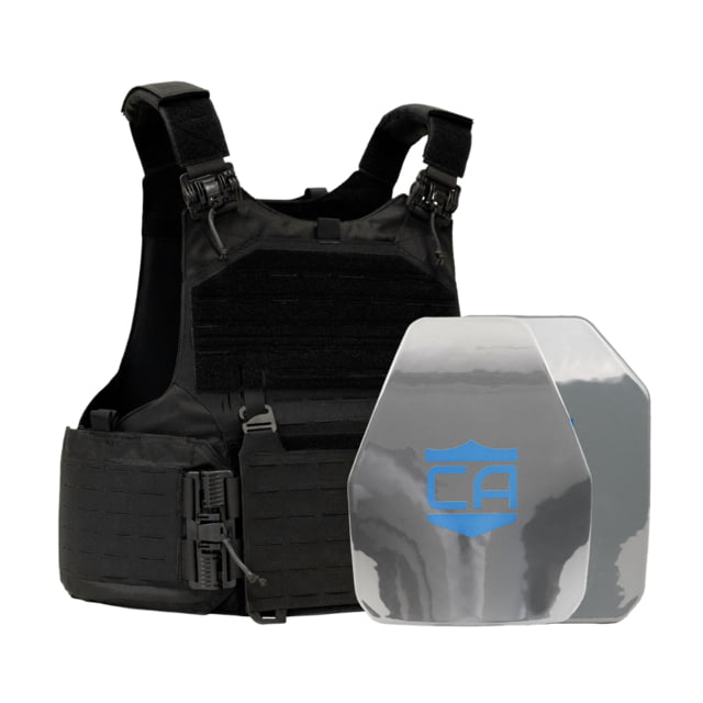 Caliber Armor AR550 w/ M.O.D. NIJ III+ PolyShield Complete Plate Carrier Package Shooters/SAPI Black  Large 19-AR550-MO - Caliber Armor