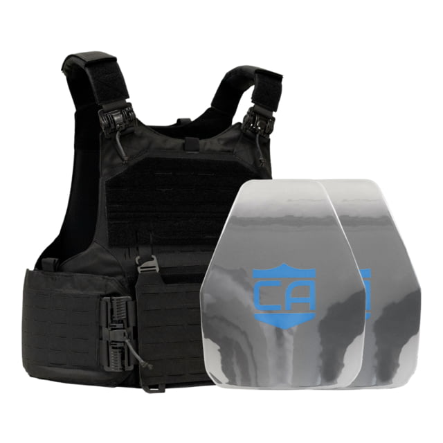 Caliber Armor AR550 w/ M.O.D. NIJ III+ PolyShield Complete Plate Carrier Package - Set of 2 Shooters Black all - Caliber Armor