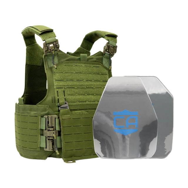 Caliber Armor AR550 w/ M.O.D. NIJ III+ PolyShield Complete Plate Carrier Package Shooters/SAPI OD Green  19-AR5T - Caliber Armor
