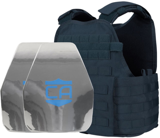 Caliber Armor AR550 11 x 14 Level III+ Body Armor w/PolyShield Spall Coat and Condor MOPC Complete Plate Carrier Package Navy Blue - Caliber Armor