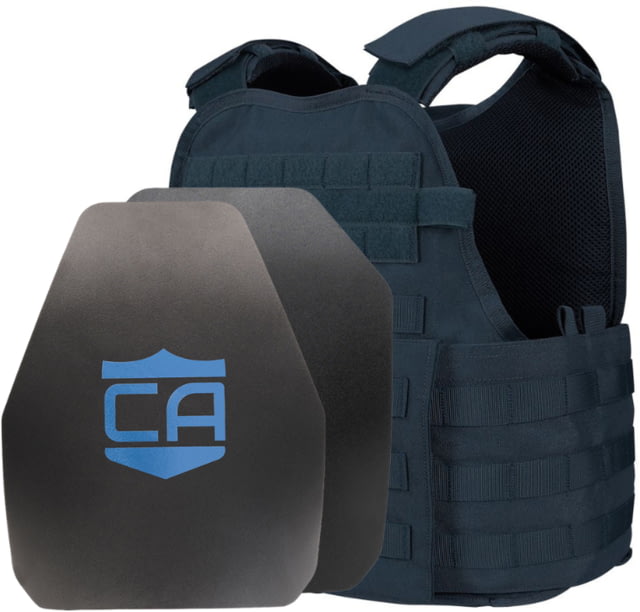 Caliber Armor AR550 Level III+ Body Armor and Condor MOPC Complete Plate Carrier Package SAPI Cut/Shooters Cut Navy Blue - Caliber Armor