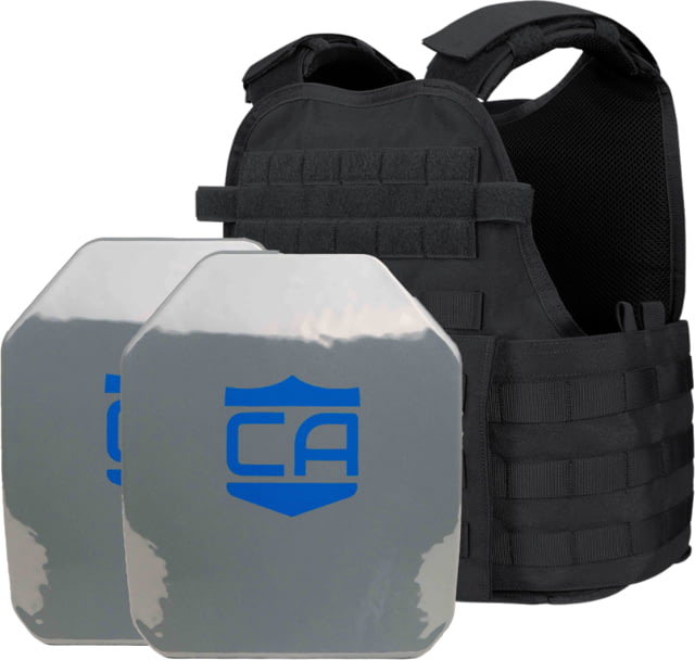 Caliber Armor AR550 Level III+ Body Armor w/PolyShield and Condor MOPC Complete Plate Carrier Package SAPI Cut Navy Blue - Caliber Armor