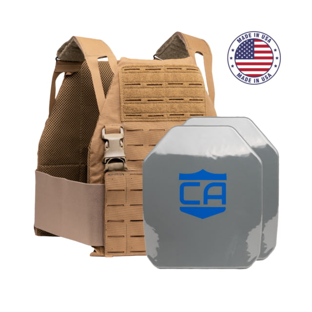Caliber Armor Caliber AR550 DV8 III+ PolyShield Complete Plate Carrier Package SAPI Coyote Tan 10x12in - Caliber Armor