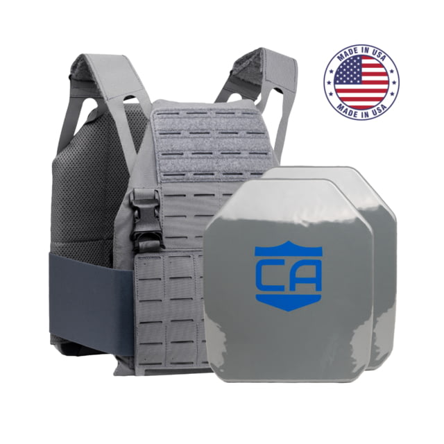 Caliber Armor Caliber AR550 DV8 III+ PolyShield Complete Plate Carrier Package SAPI Wolf Gray 10x12in - Caliber Armor