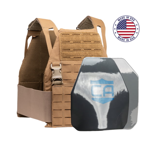 Caliber Armor Caliber AR550 DV8 III+ PolyShield Complete Plate Carrier Package Shooters/SAPI Coyote Tan 10x12in 19-AR55C - Caliber Armor