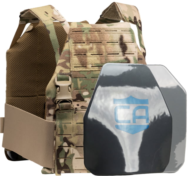 Caliber Armor Caliber AR550 DV8 - Level III+ Body PolyShield Armor Complete Plate Carrier Package Shooter/SAPI Cut MultiCam 10x12in - Caliber Armor
