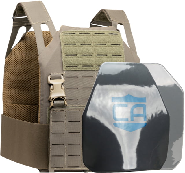Caliber Armor Caliber AR550 DV8 - Level III+ Body PolyShield Armor Complete Plate Carrier Package Shooter/SAPI Cut Ranger Green 10x12in - Caliber Armor