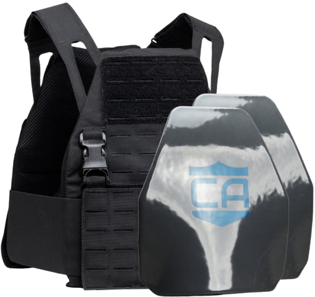 Caliber Armor Caliber AR550 DV8 - Level III+ Body PolyShield Armor Complete Plate Carrier Package Shooters Cut Black 10x12in - Caliber Armor