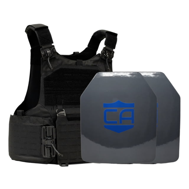 Caliber Armor CaliberHX Speed Plate NIJ IIIA/HG2 M.O.D. Complete Plate Carrier Package - Set of 2 SAPI Black n/Large - Caliber Armor
