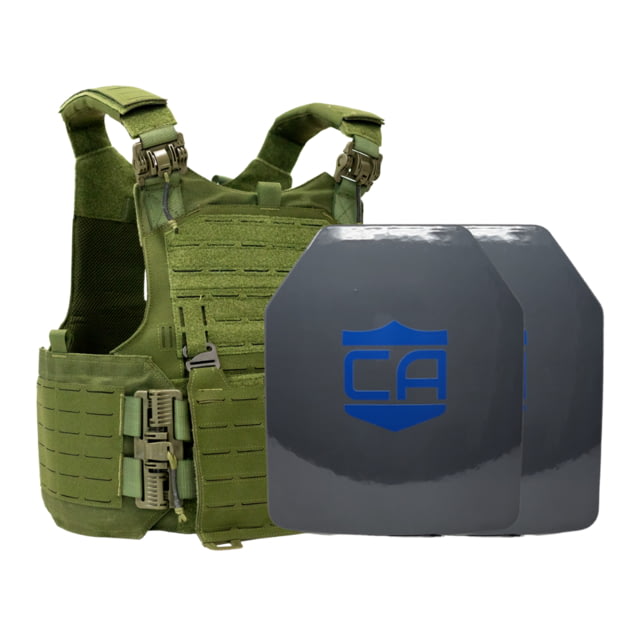 Caliber Armor CaliberHX Speed Plate NIJ IIIA/HG2 M.O.D. Complete Plate Carrier Package - Set of 2 SAPI OD Green n/Large - Caliber Armor
