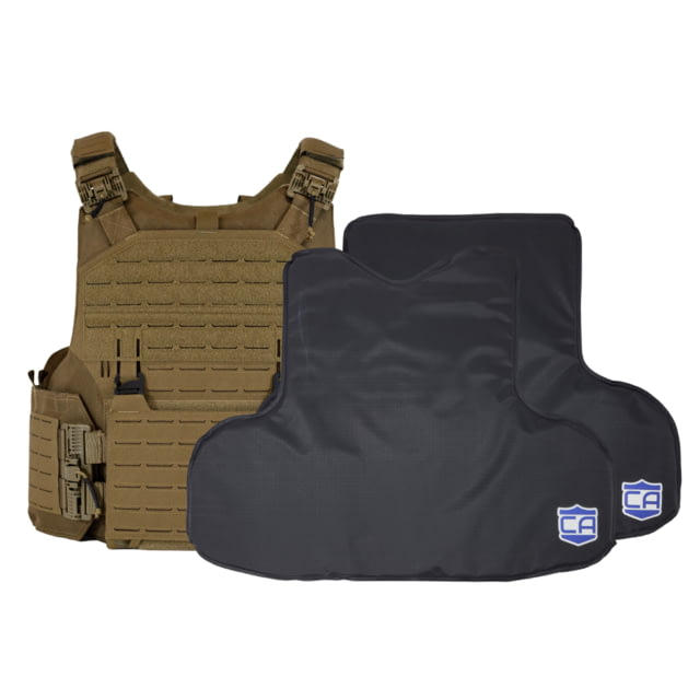 Caliber Armor CaliberX Soft IIIA/HG2 M.O.D. Complete Plate Carrier Package - No Side Armor Panels Coyote Tan Large - Caliber Armor