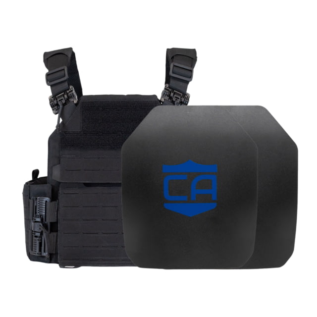 Caliber Armor AR550 NIJ III+ Recon Complete Plate Carrier Package - Set of 2 SAPI Black - Caliber Armor