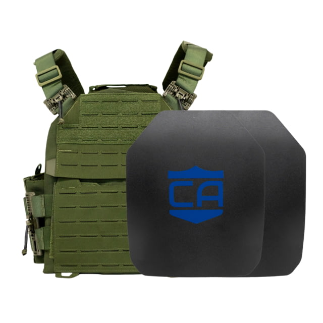 Caliber Armor AR550 NIJ III+ Recon Complete Plate Carrier Package - Set of 2 SAPI OD Green - Caliber Armor