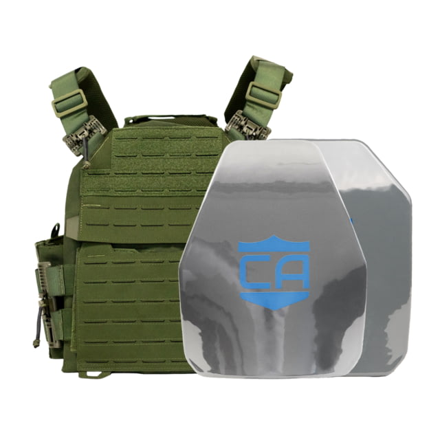 Caliber Armor AR550 NIJ III+ Recon PolyShield Complete Plate Carrier Package Shooters/SAPI OD Green  19-AR5501 - Caliber Armor