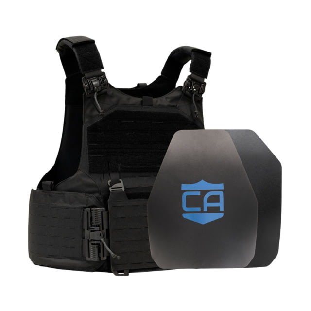 Caliber Armor AR550 w/ M.O.D. NIJ III+ Standard Complete Plate Carrier Package Shooters/SAPI Black  Large 19-AR1 - Caliber Armor