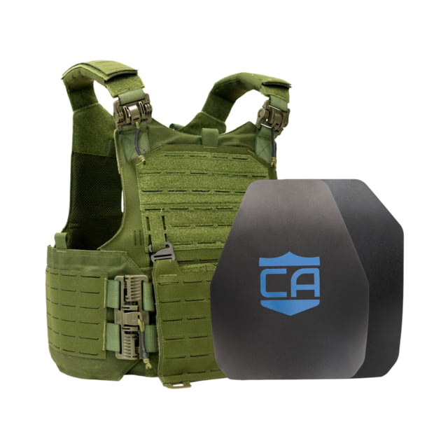 Caliber Armor AR550 w/ M.O.D. NIJ III+ Standard Complete Plate Carrier Package Shooters/SAPI OD Green  19-AR55O - Caliber Armor