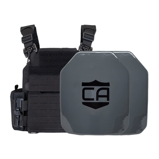 Caliber Armor AV2 NIJ III+/RF2 Recon Complete Plate Carrier Package - Set of 2 SAPI Black - Caliber Armor