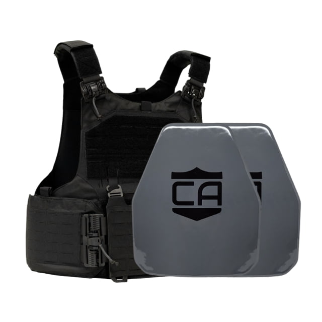 Caliber Armor AV2 Package - Set of 2 NIJ III+/RF2 M.O.D. Complete Plate Carrier Package - Set of 2 Shooters Black n/Large - Caliber Armor