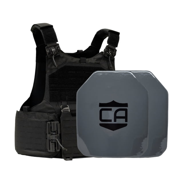 Caliber Armor AV2 Package - Set of 2 NIJ III+/RF2 M.O.D. Complete Plate Carrier Package - Set of 2 SAPI Black /Large - Caliber Armor