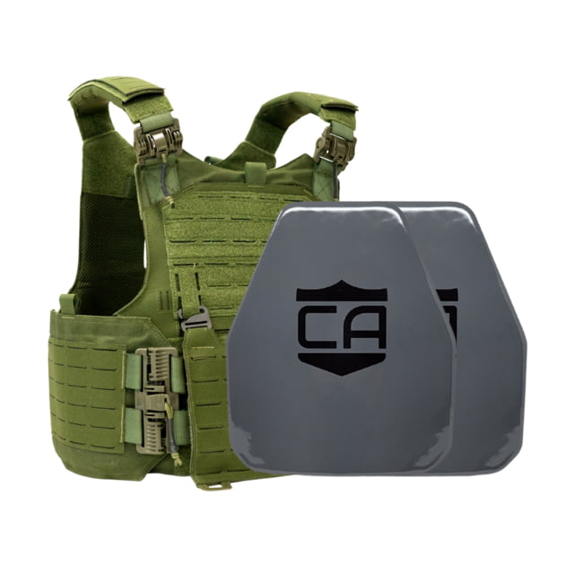 Caliber Armor AV2 Package - Set of 2 NIJ III+/RF2 M.O.D. Complete Plate Carrier Package - Set of 2 Shooters OD Green n/Large - Caliber Armor