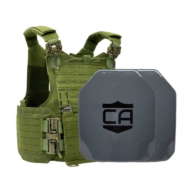 Caliber Armor AV2 Package - Set of 2 NIJ III+/RF2 M.O.D. Complete Plate Carrier Package - Set of 2 SAPI OD Green /Small - Caliber Armor
