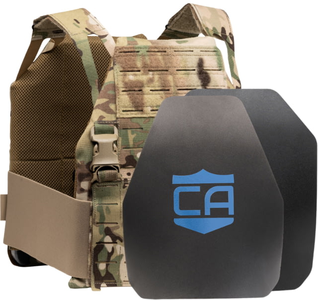 Caliber Armor Caliber AR550 DV8 - Level III+ Body Armor Complete Plate Carrier Package Shooter/SAPI Cut MultiCam 10x12in - Caliber Armor