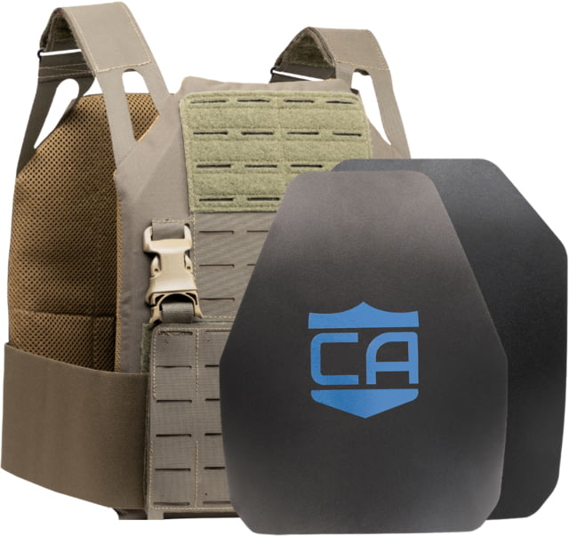 Caliber Armor Caliber AR550 DV8 - Level III+ Body Armor Complete Plate Carrier Package Shooter/SAPI Cut Ranger Green 10x12in - Caliber Armor