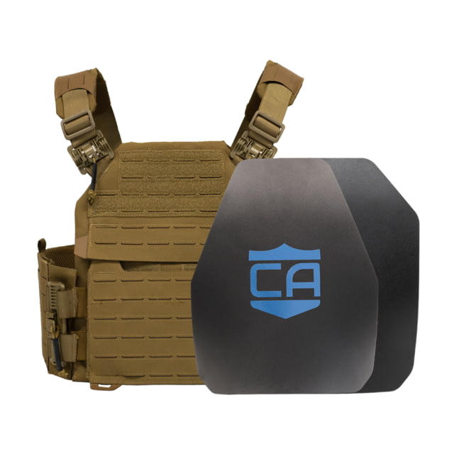 Caliber Armor AR550 NIJ III+ Recon Complete Plate Carrier Package Shooters/SAPI Coyote Tan  19-AR550 - Caliber Armor
