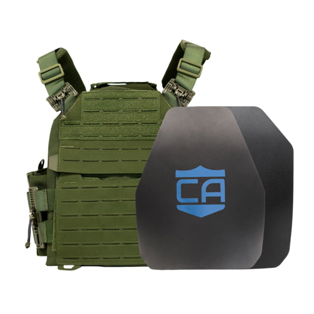 Caliber Armor AR550 NIJ III+ Recon Complete Plate Carrier Package Shooters/SAPI OD Green  19-AR550-T - Caliber Armor