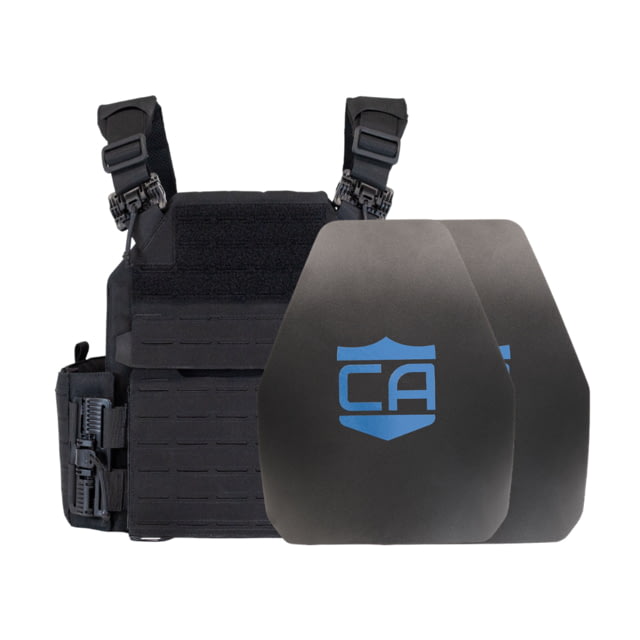 Caliber Armor AR550 NIJ III+ Recon Complete Plate Carrier Package - Set of 2 Shooters Black n - Caliber Armor