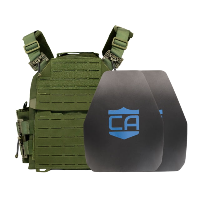 Caliber Armor AR550 NIJ III+ Recon Complete Plate Carrier Package - Set of 2 Shooters OD Green n - Caliber Armor
