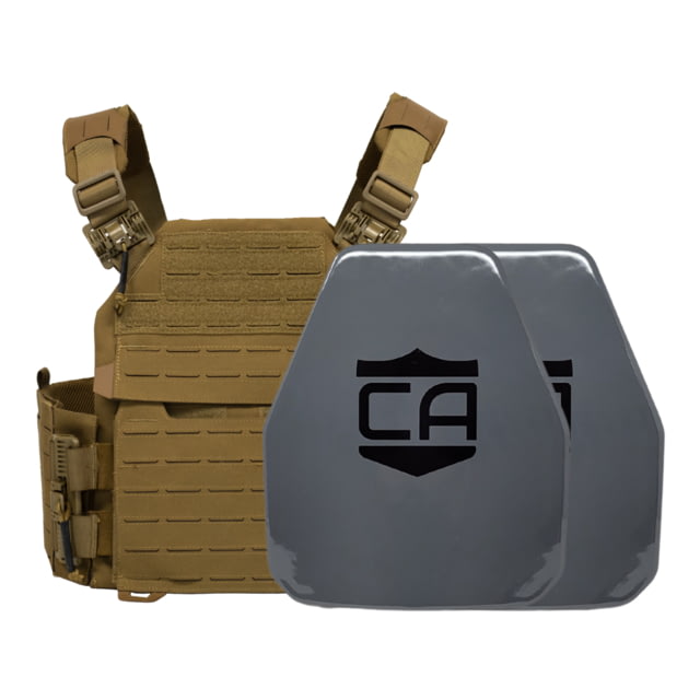Caliber Armor AV2 NIJ III+/RF2 Recon Complete Plate Carrier Package - Set of 2 Shooters Coyote Tan n - Caliber Armor