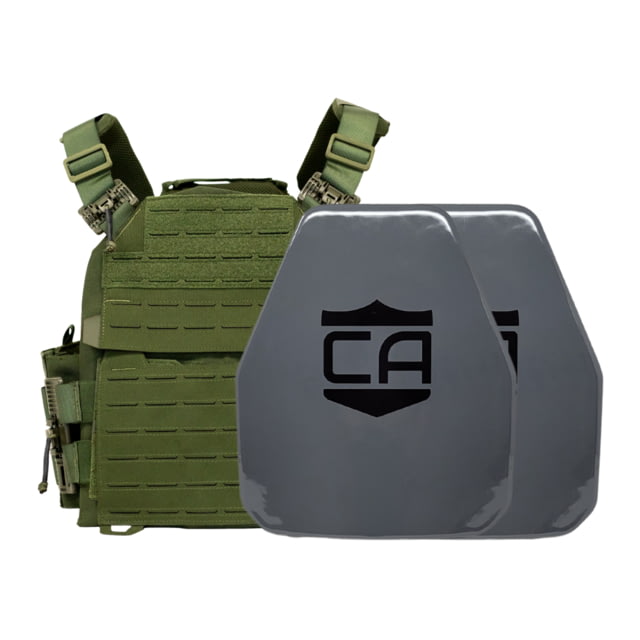 Caliber Armor AV2 NIJ III+/RF2 Recon Complete Plate Carrier Package - Set of 2 Shooters OD Green n - Caliber Armor