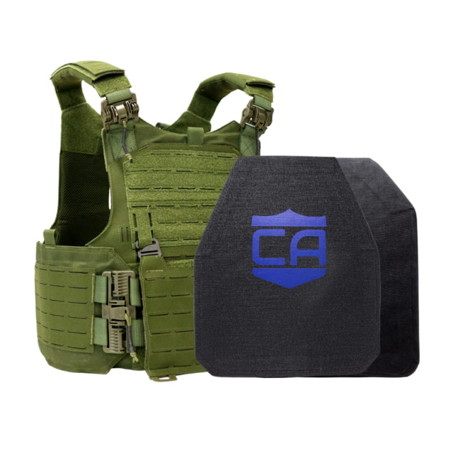 Caliber Armor Level IV w/M.O.D. Complete Plate Carrier Package Shooters/SAPI OD Green 10x12in/Large - Caliber Armor