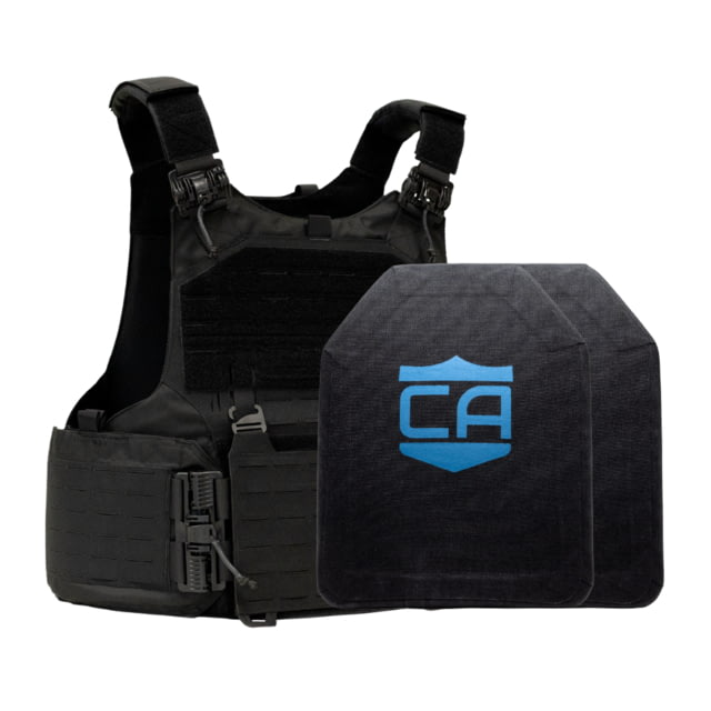 Caliber Armor Level IV w/M.O.D. Complete Plate Carrier Package - Set of 2 SAPI Black 9.5x12.5in/Large - Caliber Armor