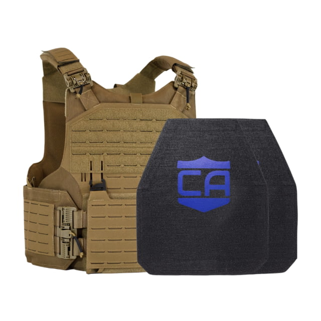 Caliber Armor Level IV w/M.O.D. Complete Plate Carrier Package - Set of 2 Shooters Coyote Tan 10x12in/Large - Caliber Armor