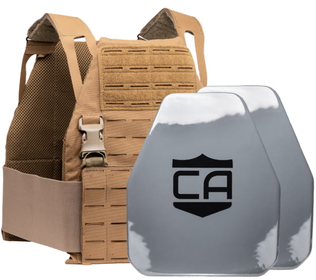 Caliber Armor Caliber AV2 DV8 - RF2 Body Armor Package Shooters Cut Front and Back Medium Coyote Tan 10 x 12 - Caliber Armor