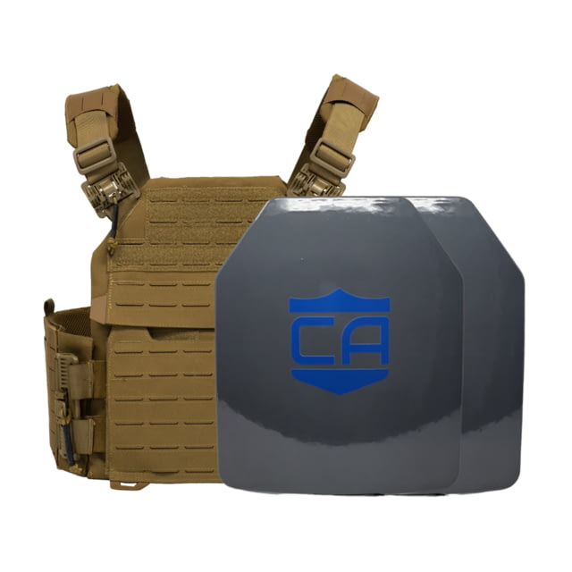 Caliber Armor CaliberHX Speed NIJ IIIA/HG2 Recon Complete Plate Carrier Package SAPI Coyote Tan 10x12in/Medium - Caliber Armor