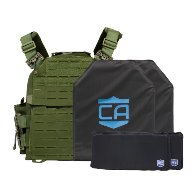 Caliber Armor CaliberX Soft IIIA/HG2 Recon Complete Plate Carrier Package - Side Panels OD Green Medium - Caliber Armor
